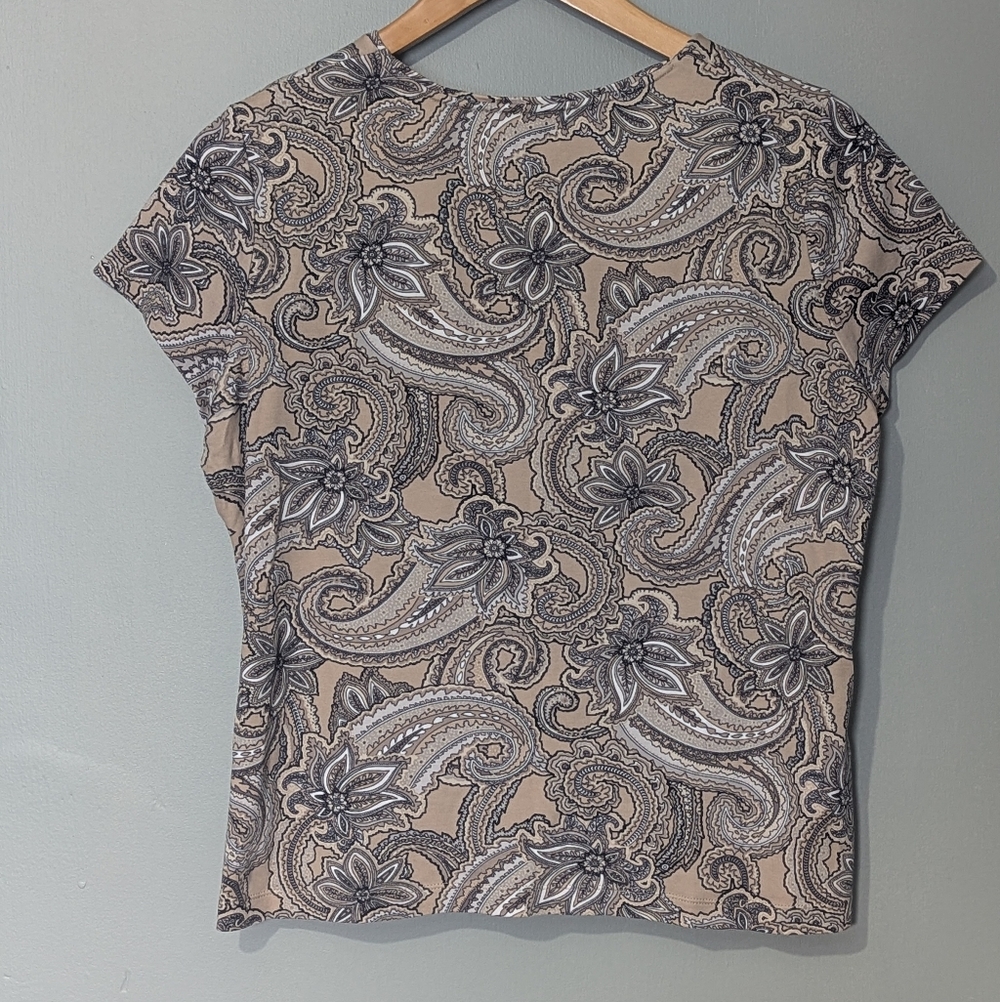 Croft & Barrow The Classic Tee Women's Size M Paisley Cotton Cap Sleeve Top - Picture 6 of 9